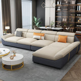 Nordic Fuce in pelle sezionale in braccio svasato beige sezionale con cuscini