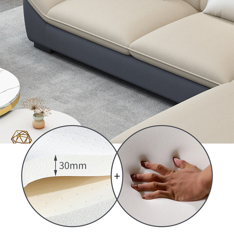 Nordic Faux Leather Sectional in Beige Flared Arm Sectional with Pillows