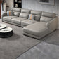 Modernism Genuine Leather Sectional Sloped Arm Sectional in Grey