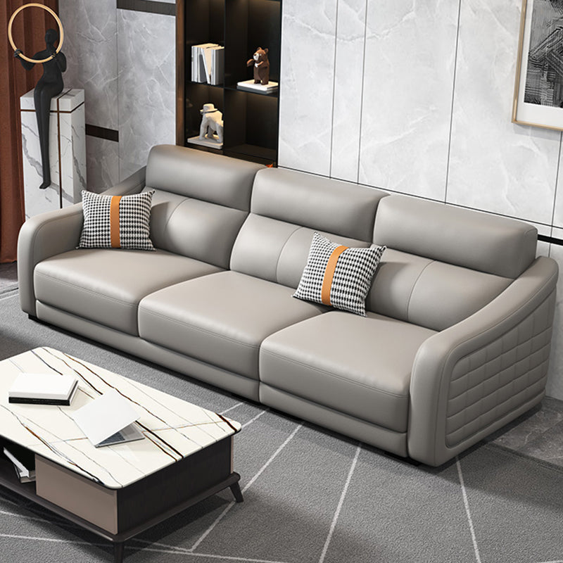 Modernism Genuine Leather Sectional Sloped Arm Sectional in Grey