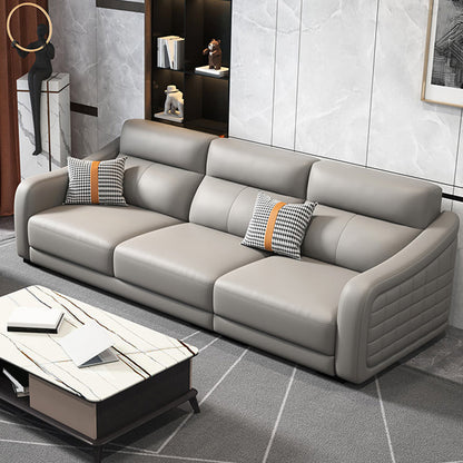 Modernism Genuine Leather Sectional Sloped Arm Sectional in Grey