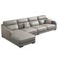 Modernism Genuine Leather Sectional Sloped Arm Sectional in Grey