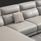 Modernism Genuine Leather Sectional Sloped Arm Sectional in Grey