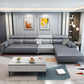 Contemporary Sofa & Chaise in Grey Square Arm Sectional with Bolster Pillows