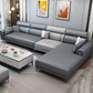 Contemporary Sofa & Chaise in Grey Square Arm Sectional with Bolster Pillows