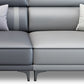 Contemporary Sofa & Chaise in Grey Square Arm Sectional with Bolster Pillows