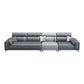 Contemporary Sofa & Chaise in Grey Square Arm Sectional with Bolster Pillows