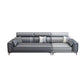 Contemporary Sofa & Chaise in Grey Square Arm Sectional with Bolster Pillows