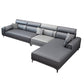 Contemporary Sofa & Chaise in Grey Square Arm Sectional with Bolster Pillows