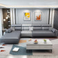 Contemporary Sofa & Chaise in Grey Square Arm Sectional with Bolster Pillows
