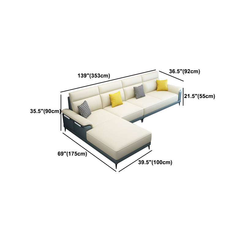 Scandinavian Stain Resistant Sofa & Chaise Pillow Top Arm Sectional