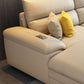 Contemporary Genuine Leather Sectional Pillow Top Arm Sectional in Beige