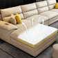 Contemporary Genuine Leather Sectional Pillow Top Arm Sectional in Beige
