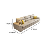 Contemporary Genuine Leather Sectional Pillow Top Arm Sectional in Beige