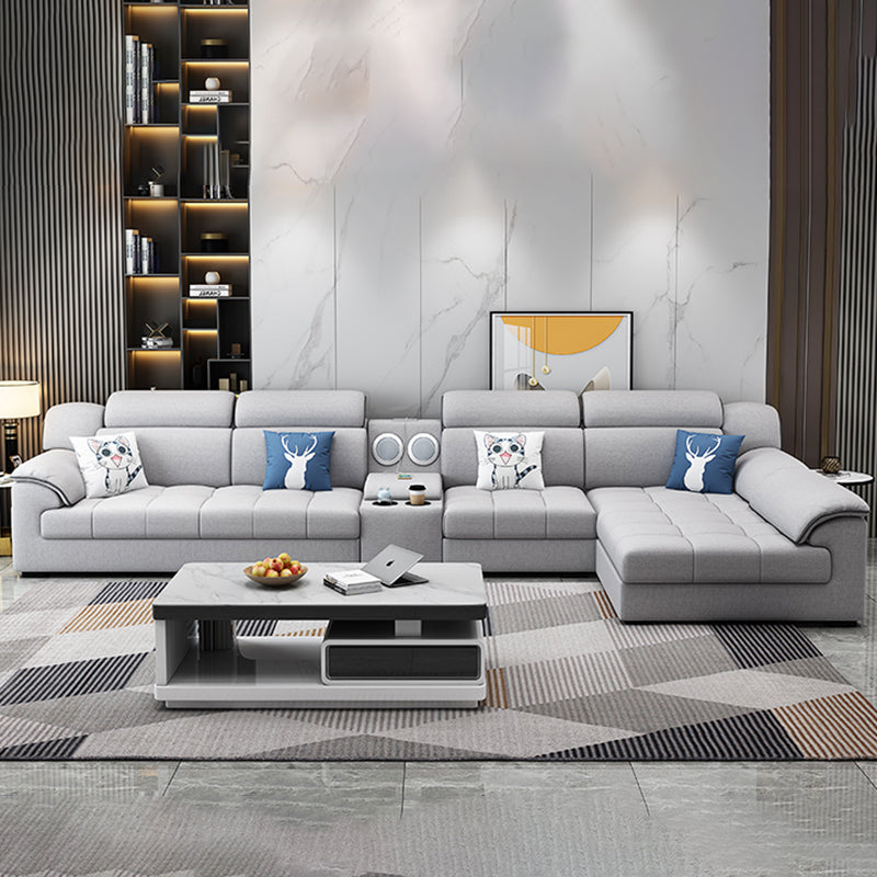 Canapé en tissu moderne en oreiller gris canapé le bras avec oreillers de boîtier