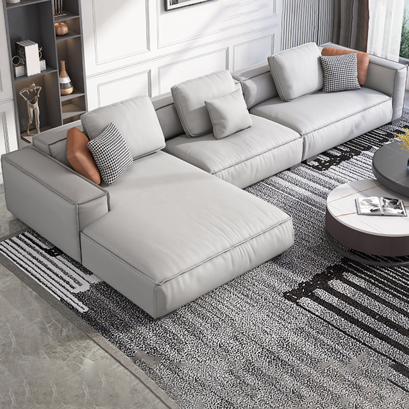 ノルディックフェイクレザーソファスクエアアームソファボルスター枕と