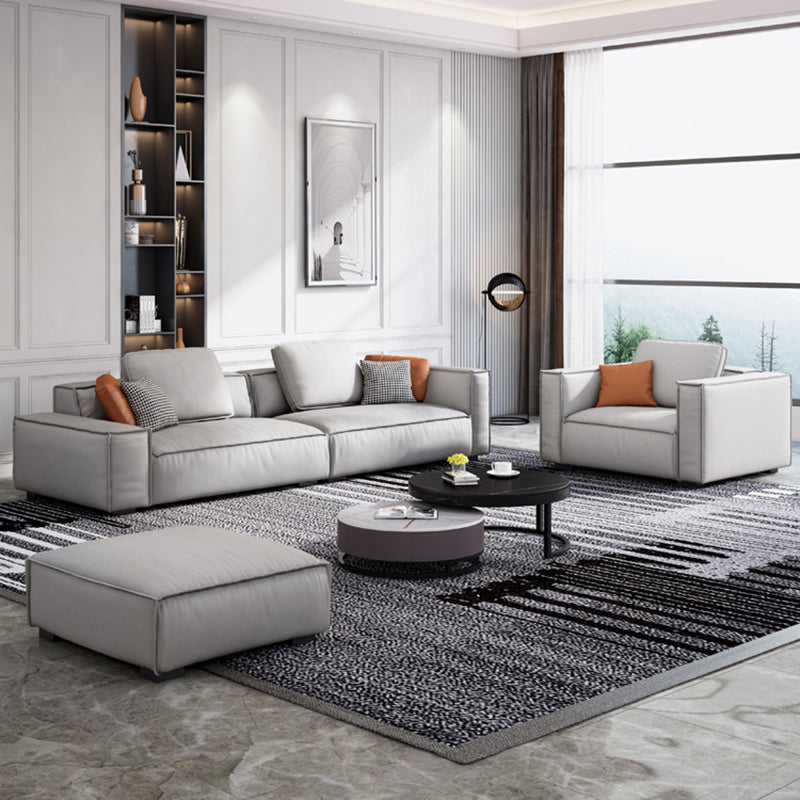 ノルディックフェイクレザーソファスクエアアームソファボルスター枕と