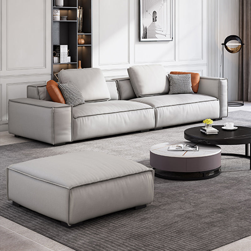 ノルディックフェイクレザーソファスクエアアームソファボルスター枕と