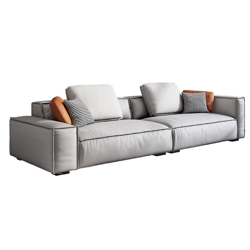 ノルディックフェイクレザーソファスクエアアームソファボルスター枕と