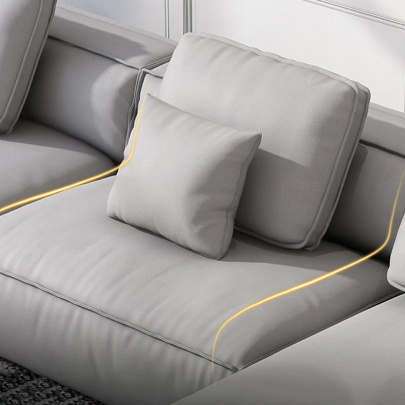 ノルディックフェイクレザーソファスクエアアームソファボルスター枕と