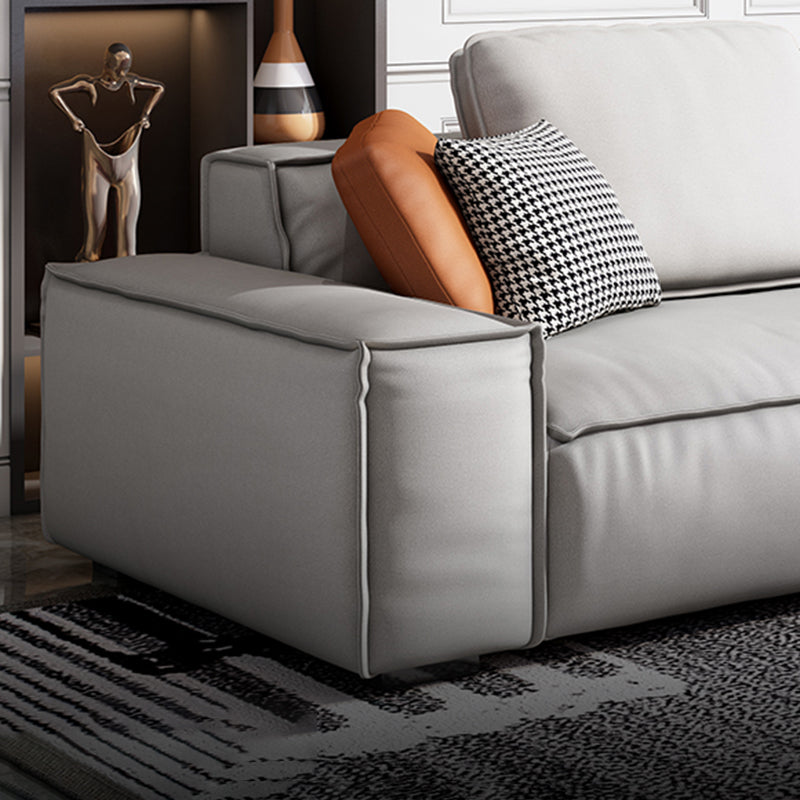 ノルディックフェイクレザーソファスクエアアームソファボルスター枕と