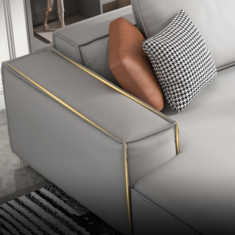 ノルディックフェイクレザーソファスクエアアームソファボルスター枕と