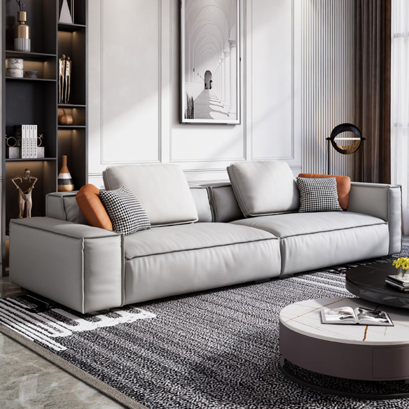 ノルディックフェイクレザーソファスクエアアームソファボルスター枕と