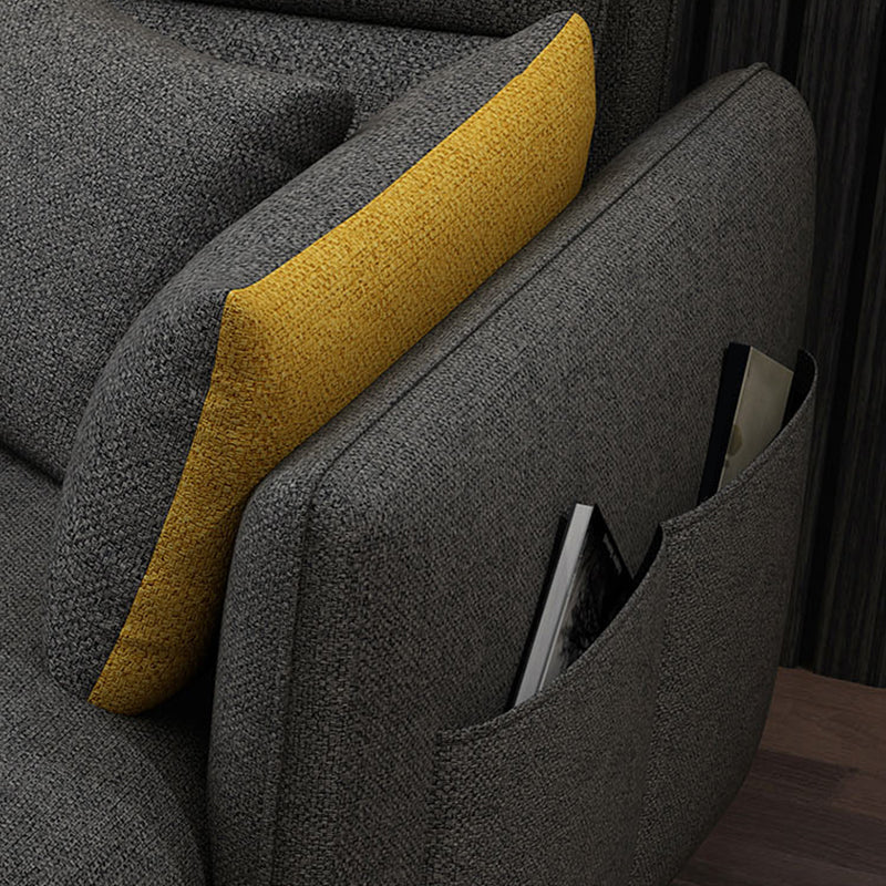 Modern Sofa & Chaise in Grey 35.43" Tall Sofa with Bolster Pillows