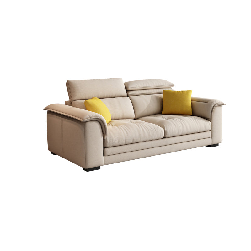 Contemporary Fabric Sofa in Beige Pillow Top Arm Sofa with Bolster Pillows