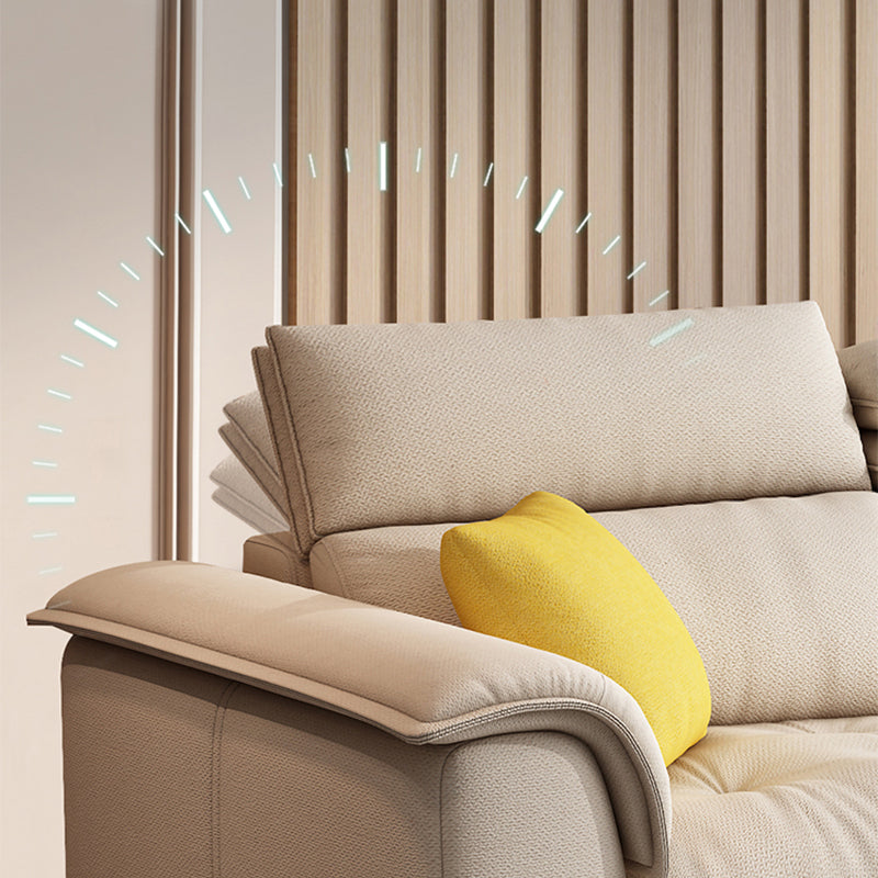 Contemporary Fabric Sofa in Beige Pillow Top Arm Sofa with Bolster Pillows