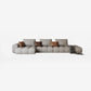 Nordic Sofa & Chaise in Beige Square Arm Sofa with Bolster Pillows
