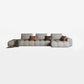 Nordic Sofa & Chaise in Beige Square Arm Sofa with Bolster Pillows