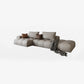 Nordic Sofa & Chaise in Beige Square Arm Sofa with Bolster Pillows