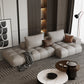 Nordic Sofa & Chaise in Beige Square Arm Sofa with Bolster Pillows