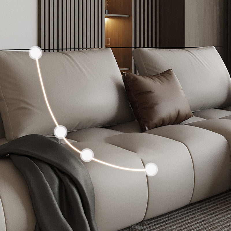 Nordic Sofa & Chaise in Beige Square Arm Sofa with Bolster Pillows