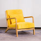 Linen Chair 24" L x 28.7" W x 30.3" H Arms Included Solid Wood Frame Chair Yellow Natural Wood Clearhalo 'Accent Chairs' 'accent_chairs' 'Chairs & Seating' 'furn' 'furn_accent_chairs' 'Furniture' 'Living Room Furniture' 5361092