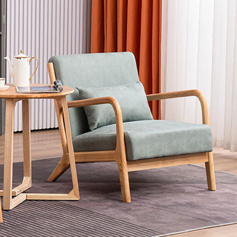 Linen Chair 24" L x 28.7" W x 30.3" H Arms Included Solid Wood Frame Chair Clearhalo 'Accent Chairs' 'accent_chairs' 'Chairs & Seating' 'furn' 'furn_accent_chairs' 'Furniture' 'Living Room Furniture' 5361094