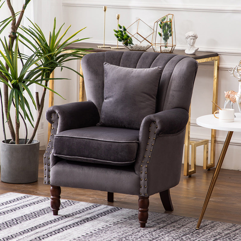 Chaise de canapé unique moderne 29,5 "W Rouged Arms Nailhead Trime avec oreiller cousu en arrière