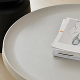 Black/White Metal Coffee Table Round Tray Top Cocktail Table