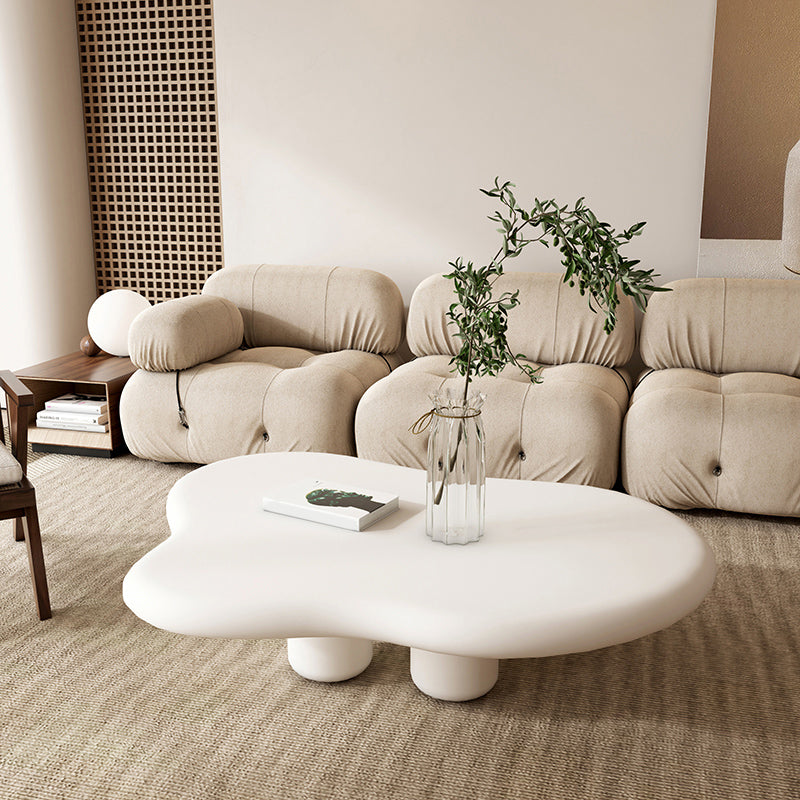 Scandinavian 4 Legs Coffee Table Geometric MDF Cocktail Table 47"L x 35"W x 12"H White Clearhalo 'Coffee & Accent Tables' 'Coffee Tables' 'coffee_tables' 'furn' 'furn_coffee_tables' 'Furniture' 'Living Room Furniture' 5361242