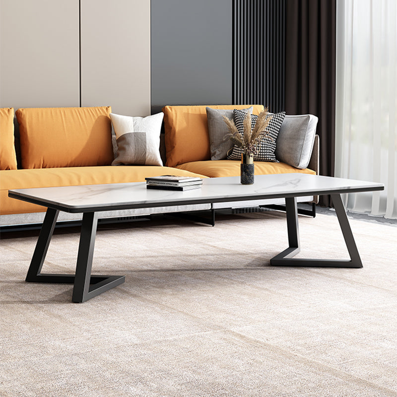 Rechthoekige 1 enkele salontafel Stone top metalen cocktailtafel