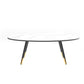 17.71" Tall 4 Legs Oval Coffee Table Stone Top Cocktail Table