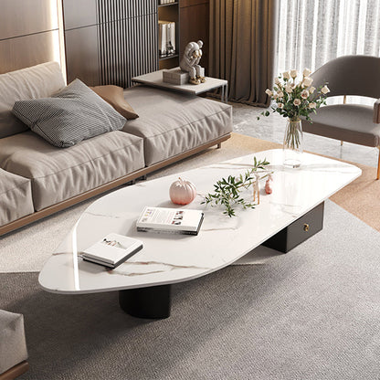15.74" Tall 1 Single Stone Top Cocktail Table Geometric Coffee Table Gloss White Clearhalo 'Coffee & Accent Tables' 'Coffee Tables' 'coffee_tables' 'furn' 'furn_coffee_tables' 'Furniture' 'Living Room Furniture' 5361297