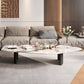 15.74" Tall 1 Single Stone Top Cocktail Table Geometric Coffee Table 55"L x 27.5"W x 16"H White-Brown Clearhalo 'Coffee & Accent Tables' 'Coffee Tables' 'coffee_tables' 'furn' 'furn_coffee_tables' 'Furniture' 'Living Room Furniture' 5361299