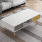Rectangular with 2 Drawers Coffee Table Scandinavian Wood Cocktail Table White-Yellow-Gray Natural Clearhalo 'Coffee & Accent Tables' 'Coffee Tables' 'coffee_tables' 'furn' 'furn_coffee_tables' 'Furniture' 'Living Room Furniture' 5361310