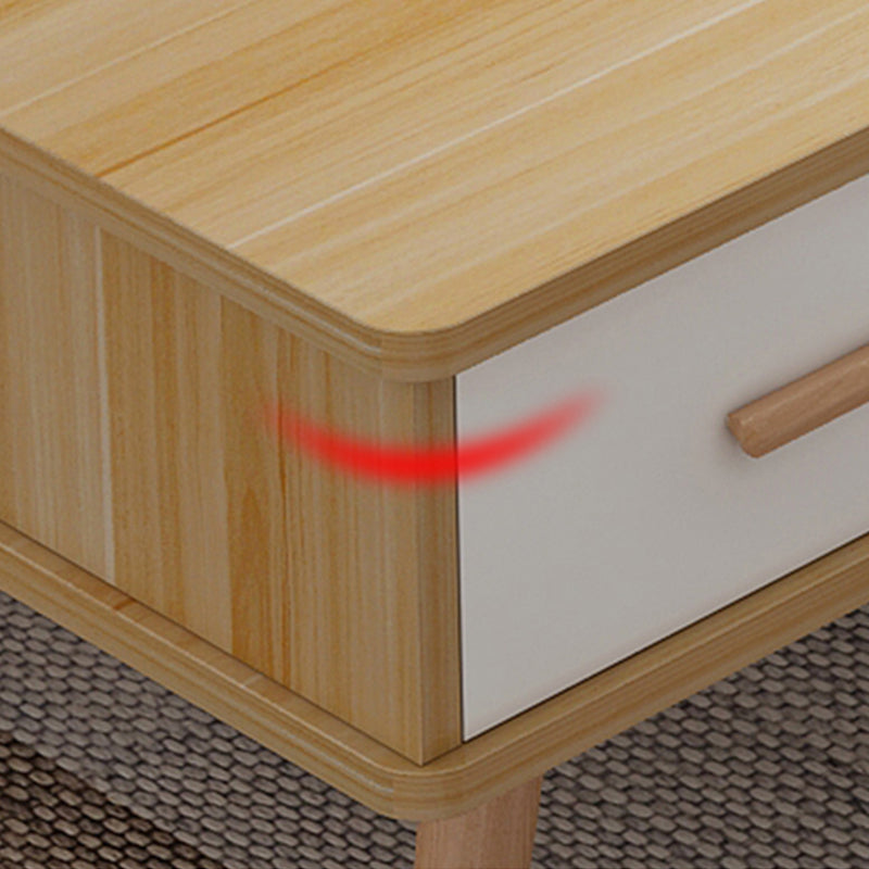 Rectangular with 2 Drawers Coffee Table Scandinavian Wood Cocktail Table Clearhalo 'Coffee & Accent Tables' 'Coffee Tables' 'coffee_tables' 'furn' 'furn_coffee_tables' 'Furniture' 'Living Room Furniture' 5361314