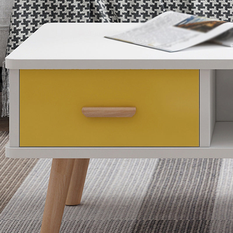Rectangular with 2 Drawers Coffee Table Scandinavian Wood Cocktail Table Clearhalo 'Coffee & Accent Tables' 'Coffee Tables' 'coffee_tables' 'furn' 'furn_coffee_tables' 'Furniture' 'Living Room Furniture' 5361315