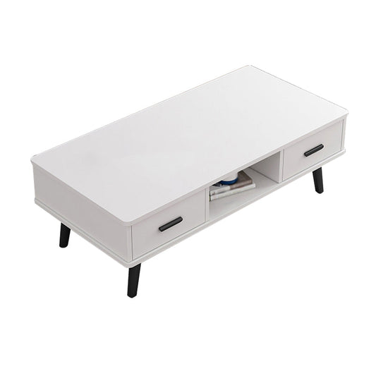 Rectangular with 2 Drawers Coffee Table Scandinavian Wood Cocktail Table