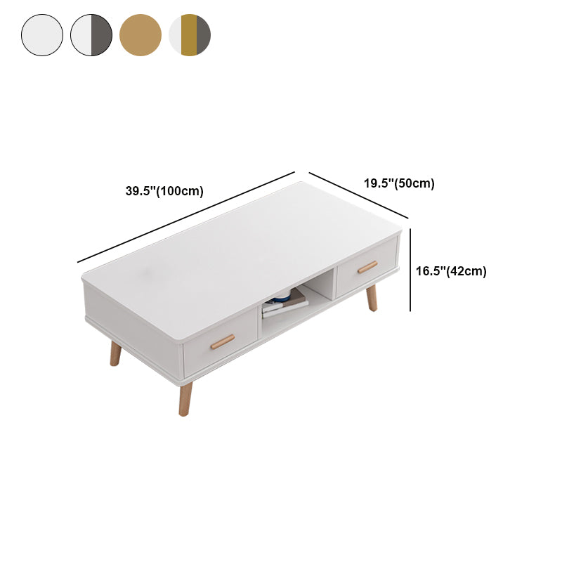 Rectangular with 2 Drawers Coffee Table Scandinavian Wood Cocktail Table Clearhalo 'Coffee & Accent Tables' 'Coffee Tables' 'coffee_tables' 'furn' 'furn_coffee_tables' 'Furniture' 'Living Room Furniture' 5361317