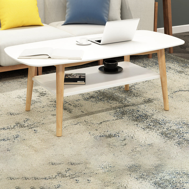 Table basse scandinave à 4 pieds avec étagère, table de cocktail en bois